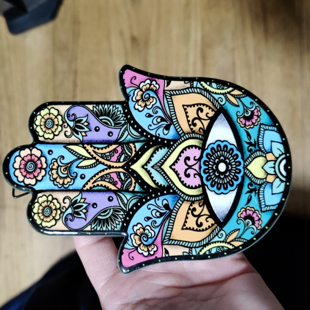 Hamsa Hand porcelain size 4 inches across and 5.75 long